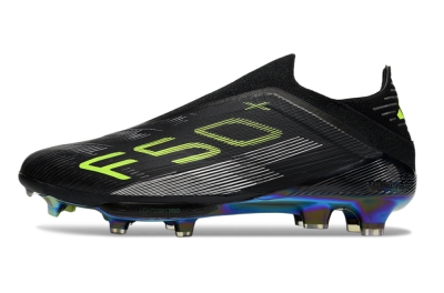 Men's Adidas F50+ Elite Lightstrike Pro Laceless FG Firm Ground Low-Tops Football Boots - Black/Yellow/Silver