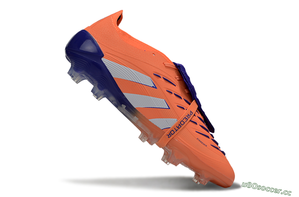Unisex Adidas Predator Elite Foldover Tongue FG Firm Ground Low-Tops Football Boots - Orange/White/Blue 4