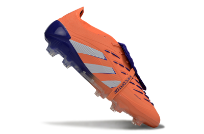 Unisex Adidas Predator Elite Foldover Tongue FG Firm Ground Low-Tops Football Boots - Orange/White/Blue