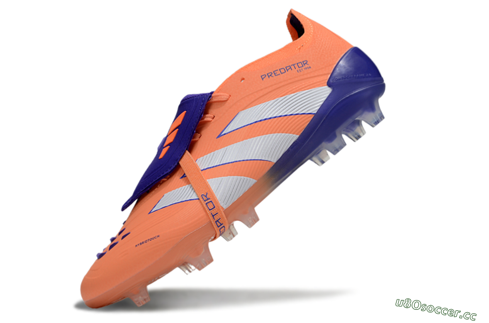 Unisex Adidas Predator Elite Foldover Tongue FG Firm Ground Low-Tops Football Boots - Orange/White/Blue 5