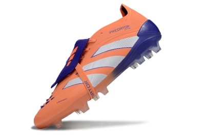 Unisex Adidas Predator Elite Foldover Tongue FG Firm Ground Low-Tops Football Boots - Orange/White/Blue
