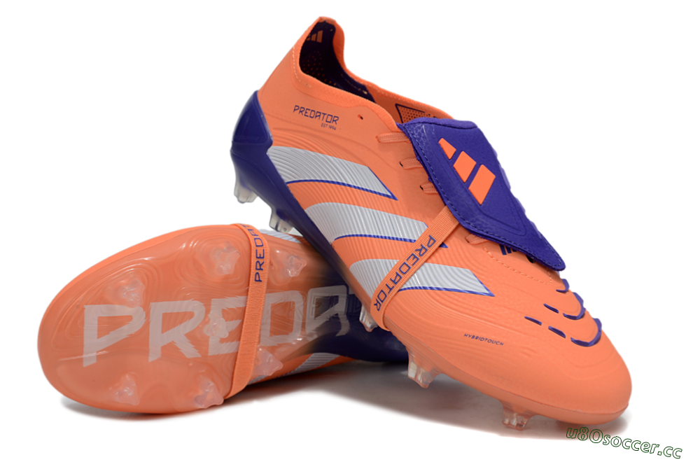 Unisex Adidas Predator Elite Foldover Tongue FG Firm Ground Low-Tops Football Boots - Orange/White/Blue 3
