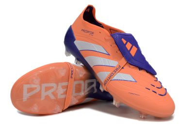 Unisex Adidas Predator Elite Foldover Tongue FG Firm Ground Low-Tops Football Boots - Orange/White/Blue