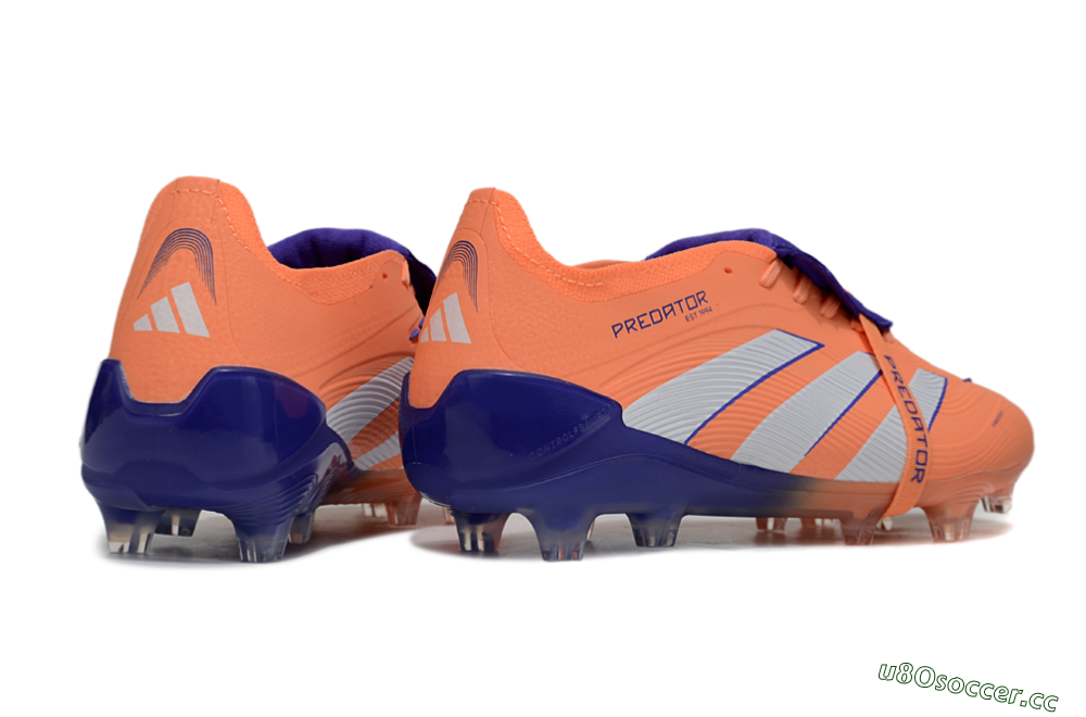 Unisex Adidas Predator Elite Foldover Tongue FG Firm Ground Low-Tops Football Boots - Orange/White/Blue 6