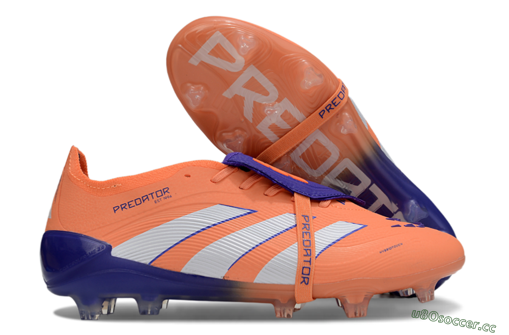 Unisex Adidas Predator Elite Foldover Tongue FG Firm Ground Low-Tops Football Boots - Orange/White/Blue 2