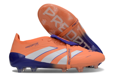 Unisex Adidas Predator Elite Foldover Tongue FG Firm Ground Low-Tops Football Boots - Orange/White/Blue