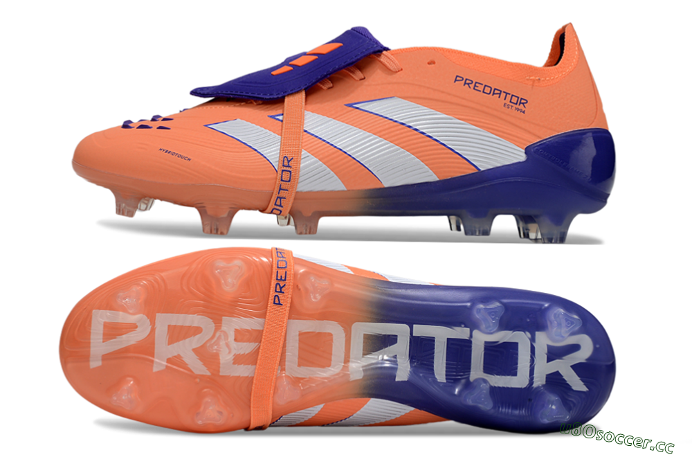 Unisex Adidas Predator Elite Foldover Tongue FG Firm Ground Low-Tops Football Boots - Orange/White/Blue 1