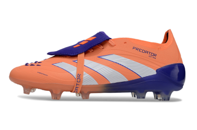 Unisex Adidas Predator Elite Foldover Tongue FG Firm Ground Low-Tops Football Boots - Orange/White/Blue