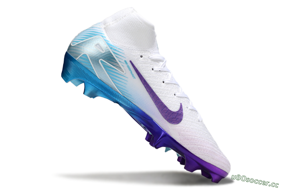 Unisex Nike Air Zoom Mercurial Superfly 10 Elite FG Firm Ground High-Tops Football Boots - White/Purple/Jade 4