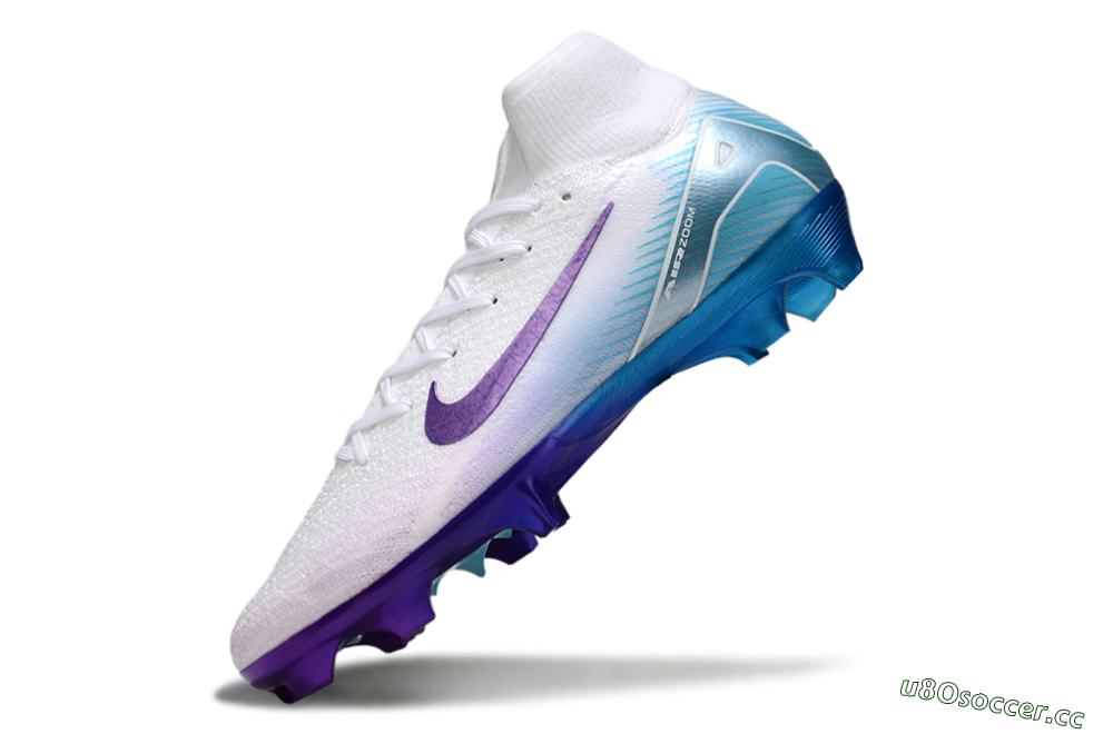 Unisex Nike Air Zoom Mercurial Superfly 10 Elite FG Firm Ground High-Tops Football Boots - White/Purple/Jade 5