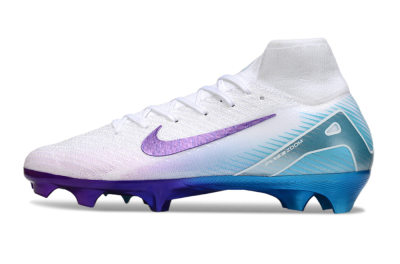 Unisex Nike Air Zoom Mercurial Superfly 10 Elite FG Firm Ground High-Tops Football Boots - White/Purple/Jade