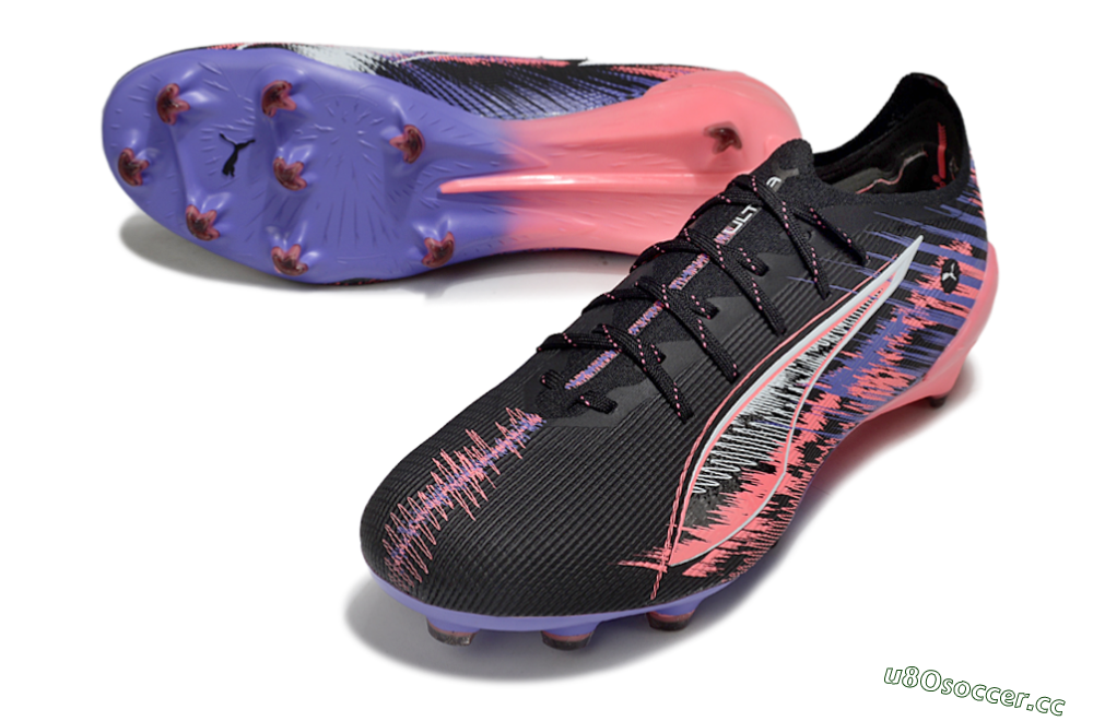 Men's Puma Ultra 5 Ultimate FG Firm Ground Low-Tops Football Boots - Black/Pink/Purple 3
