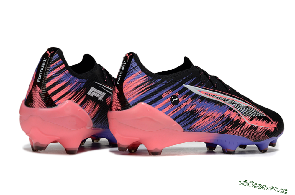Men's Puma Ultra 5 Ultimate FG Firm Ground Low-Tops Football Boots - Black/Pink/Purple 6