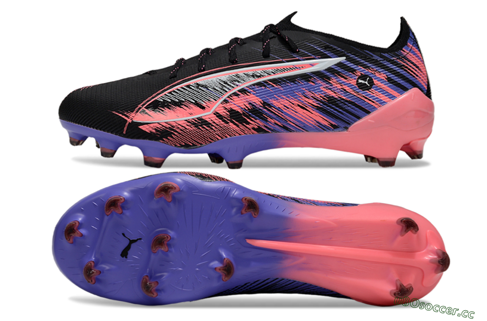 Men's Puma Ultra 5 Ultimate FG Firm Ground Low-Tops Football Boots - Black/Pink/Purple 1