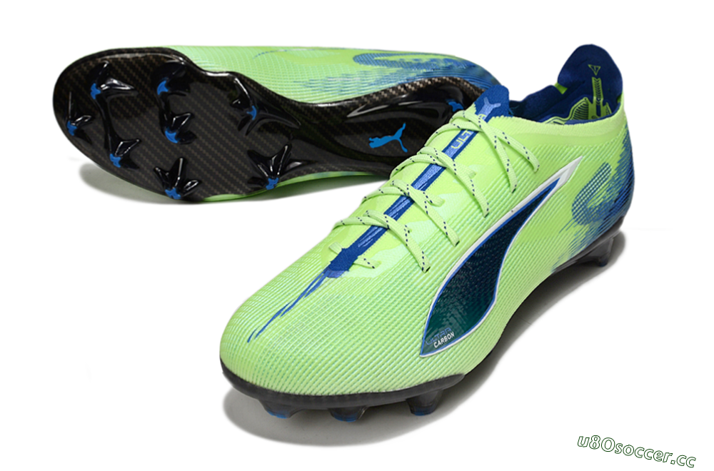 Men's Puma Ultra 5 Ultimate FG Firm Ground Low-Tops Football Boots - Yellow/Blue/White 3