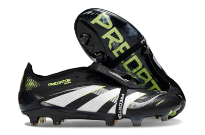Men's Adidas Predator 25 Elite Foldover Tongue FG Firm Ground Low-Tops Football Boots - Black/White/Yellow