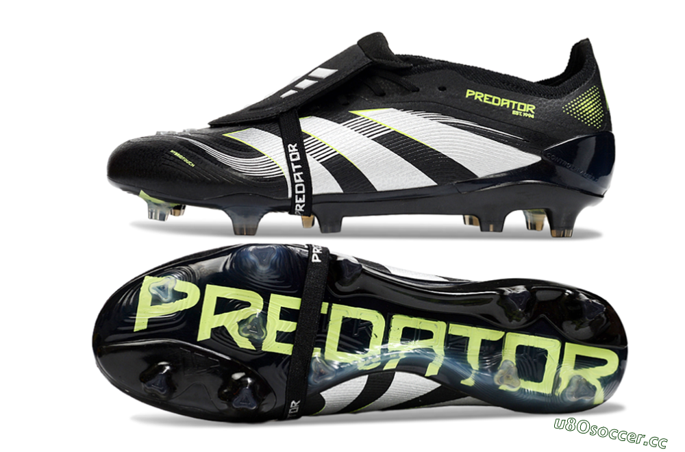 Men's Adidas Predator 25 Elite Foldover Tongue FG Firm Ground Low-Tops Football Boots - Black/White/Yellow 1