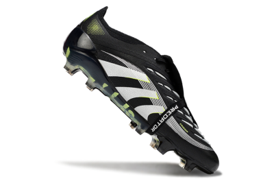 Men's Adidas Predator 25 Elite Foldover Tongue FG Firm Ground Low-Tops Football Boots - Black/White/Yellow