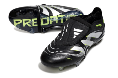 Men's Adidas Predator 25 Elite Foldover Tongue FG Firm Ground Low-Tops Football Boots - Black/White/Yellow