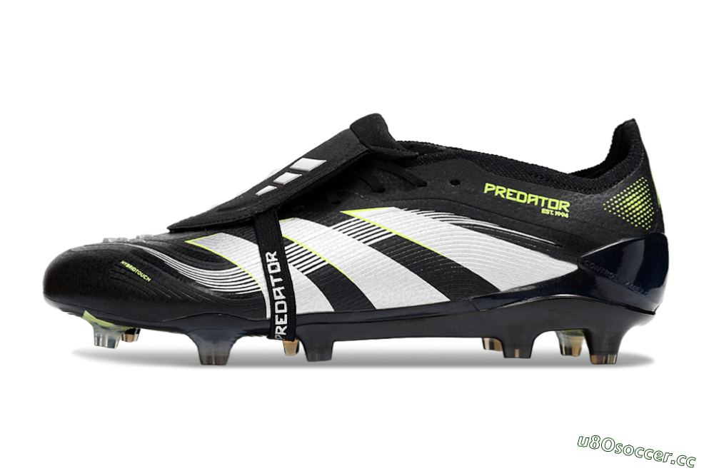 Men's Adidas Predator 25 Elite Foldover Tongue FG Firm Ground Low-Tops Football Boots - Black/White/Yellow 0