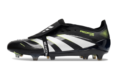 Men's Adidas Predator 25 Elite Foldover Tongue FG Firm Ground Low-Tops Football Boots - Black/White/Yellow