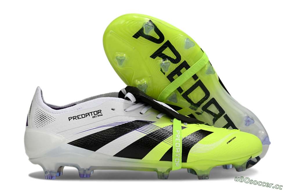 Men's Adidas Predator 25 Elite Foldover Tongue FG Firm Ground Low-Tops Football Boots - White/Yellow/Black 2
