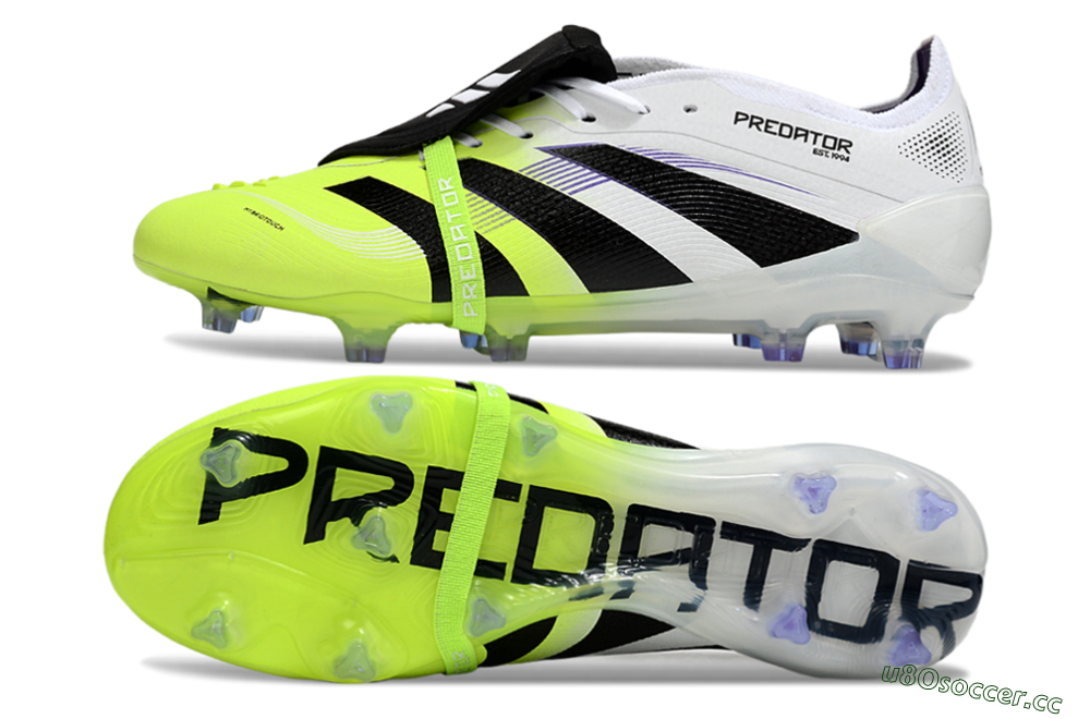 Men's Adidas Predator 25 Elite Foldover Tongue FG Firm Ground Low-Tops Football Boots - White/Yellow/Black 1