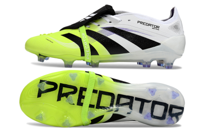 Men's Adidas Predator 25 Elite Foldover Tongue FG Firm Ground Low-Tops Football Boots - White/Yellow/Black