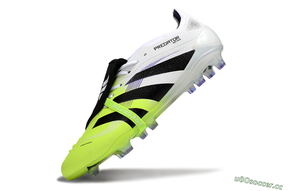 Men's Adidas Predator 25 Elite Foldover Tongue FG Firm Ground Low-Tops Football Boots - White/Yellow/Black 5
