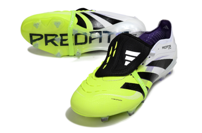 Men's Adidas Predator 25 Elite Foldover Tongue FG Firm Ground Low-Tops Football Boots - White/Yellow/Black