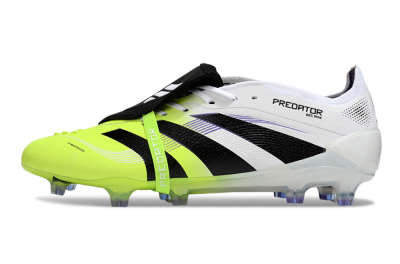 Men's Adidas Predator 25 Elite Foldover Tongue FG Firm Ground Low-Tops Football Boots - White/Yellow/Black