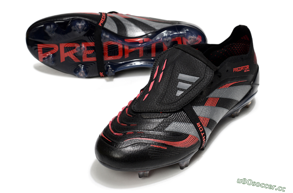Men's Adidas Predator 25 Elite Foldover Tongue FG Firm Ground Low-Tops Football Boots - Black/Silver/Red 3