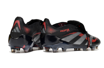 Men's Adidas Predator 25 Elite Foldover Tongue FG Firm Ground Low-Tops Football Boots - Black/Silver/Red