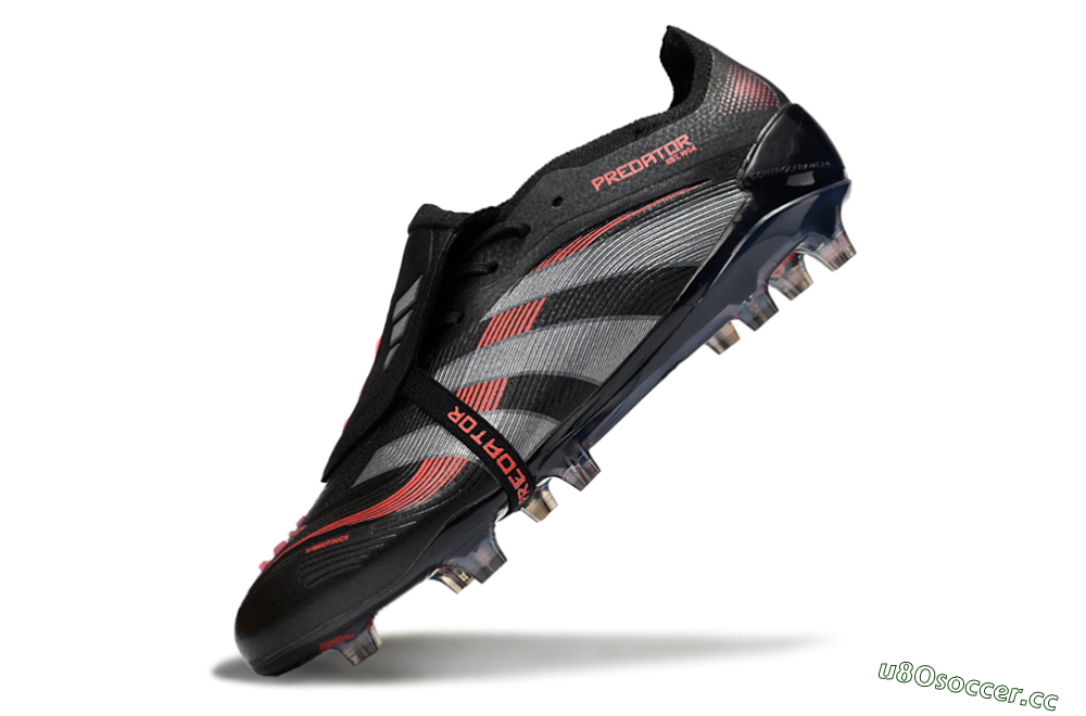 Men's Adidas Predator 25 Elite Foldover Tongue FG Firm Ground Low-Tops Football Boots - Black/Silver/Red 5