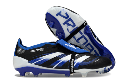 Men's Adidas Predator 25 Elite Foldover Tongue FG Firm Ground Low-Tops Football Boots - Black/White/Blue