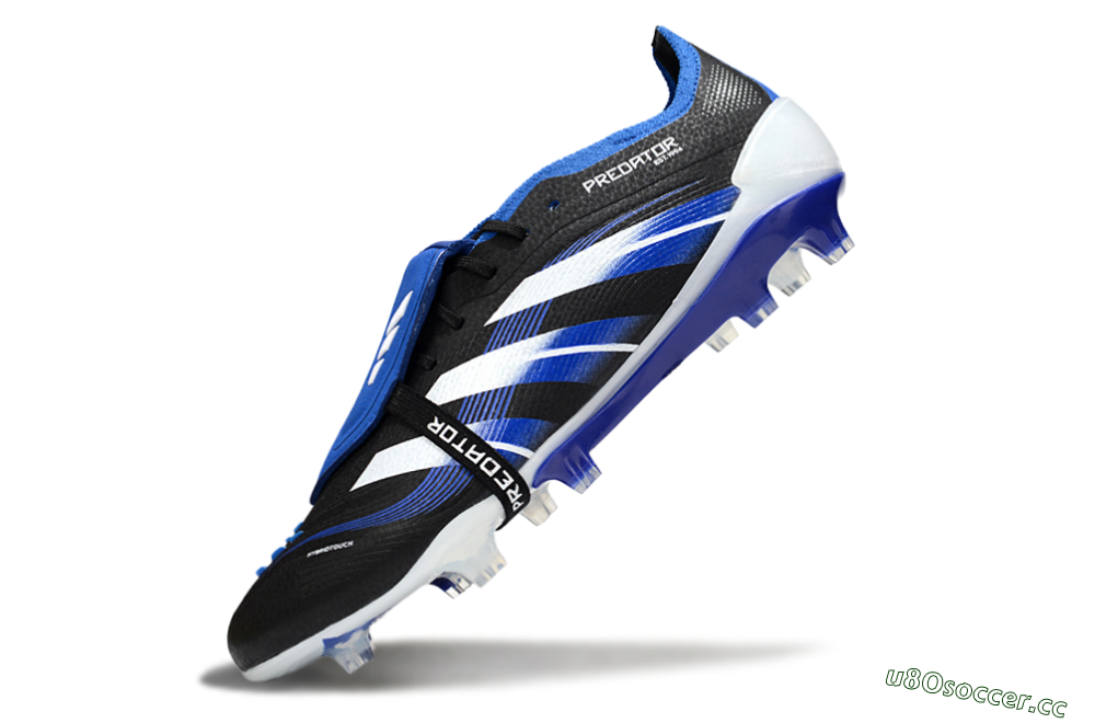 Men's Adidas Predator 25 Elite Foldover Tongue FG Firm Ground Low-Tops Football Boots - Black/White/Blue 5