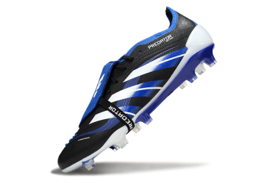 Men's Adidas Predator 25 Elite Foldover Tongue FG Firm Ground Low-Tops Football Boots - Black/White/Blue