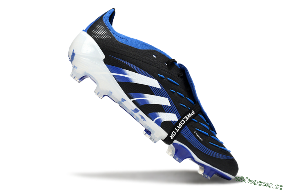 Men's Adidas Predator 25 Elite Foldover Tongue FG Firm Ground Low-Tops Football Boots - Black/White/Blue 4