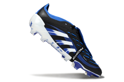 Men's Adidas Predator 25 Elite Foldover Tongue FG Firm Ground Low-Tops Football Boots - Black/White/Blue
