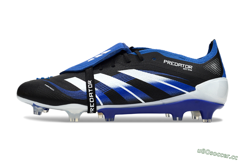 Men's Adidas Predator 25 Elite Foldover Tongue FG Firm Ground Low-Tops Football Boots - Black/White/Blue 0