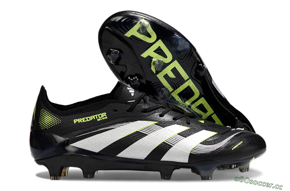 Men's Adidas Predator 25 Elite FG Firm Ground Low-Tops Football Boots - Black/White/Yellow 2