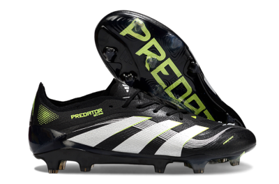Men's Adidas Predator 25 Elite FG Firm Ground Low-Tops Football Boots - Black/White/Yellow