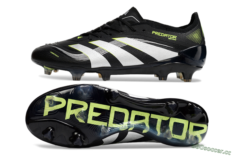 Men's Adidas Predator 25 Elite FG Firm Ground Low-Tops Football Boots - Black/White/Yellow 1