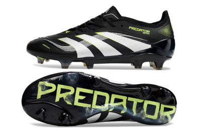 Men's Adidas Predator 25 Elite FG Firm Ground Low-Tops Football Boots - Black/White/Yellow