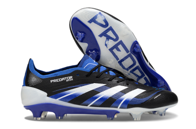 Men's Adidas Predator 25 Elite FG Firm Ground Low-Tops Football Boots - Black/White/Blue