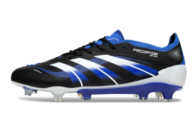 Men's Adidas Predator 25 Elite FG Firm Ground Low-Tops Football Boots - Black/White/Blue