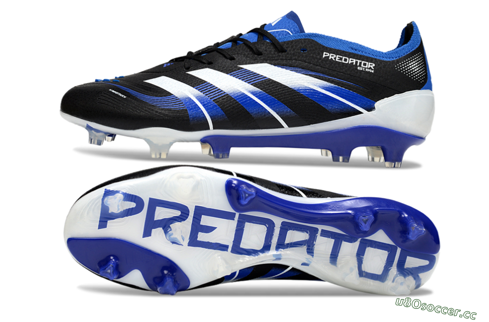 Men's Adidas Predator 25 Elite FG Firm Ground Low-Tops Football Boots - Black/White/Blue 1