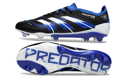 Men's Adidas Predator 25 Elite FG Firm Ground Low-Tops Football Boots - Black/White/Blue