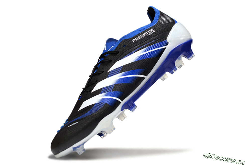 Men's Adidas Predator 25 Elite FG Firm Ground Low-Tops Football Boots - Black/White/Blue 5
