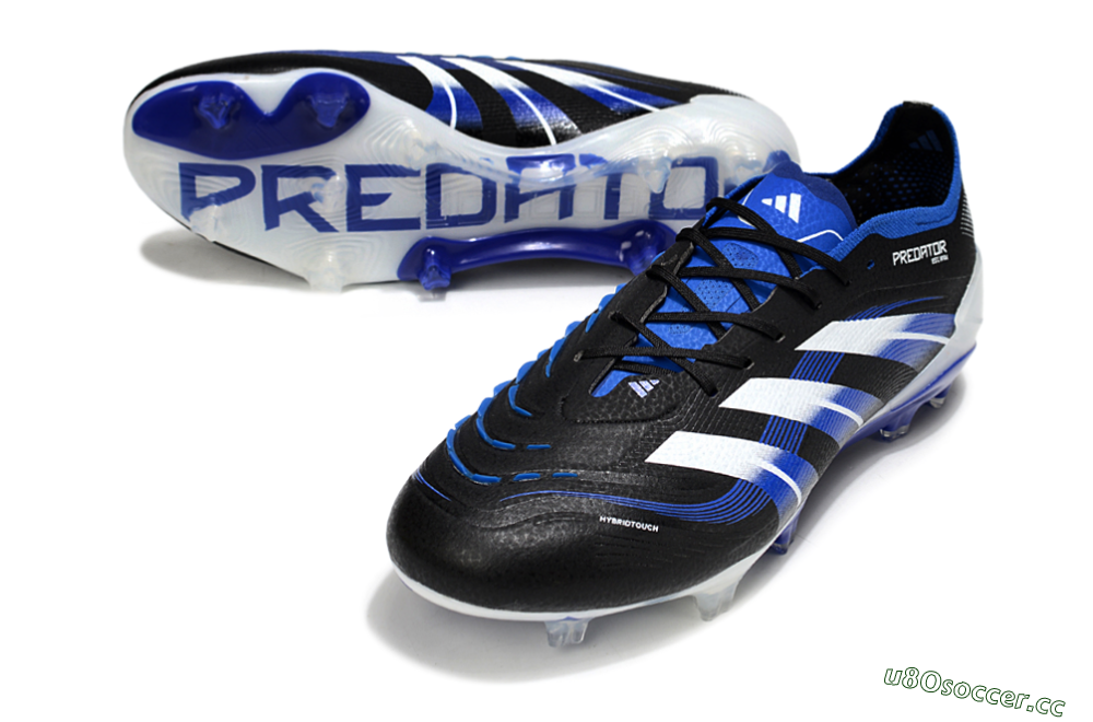 Men's Adidas Predator 25 Elite FG Firm Ground Low-Tops Football Boots - Black/White/Blue 3